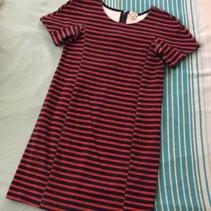 J. Crew navy red striped jersey knit shift dress